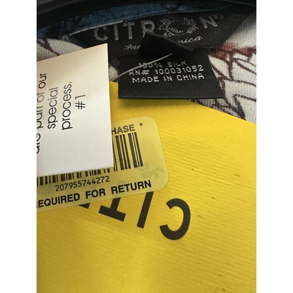 NWT CITRON Santa Monica 100% Silk Button Front Blouse Abstract Floral Size XL - Picture 13 of 16